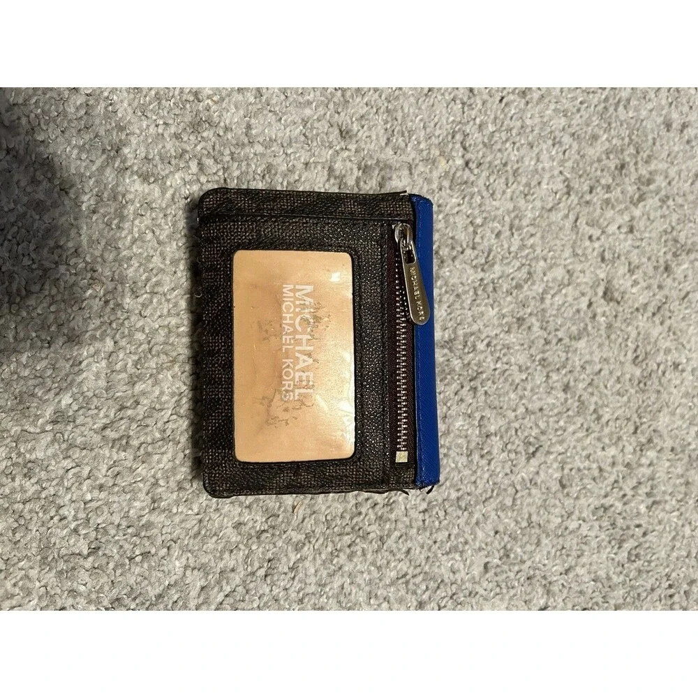 michael kors keychain wallet Blue‎ And Brown Logo Design Leather